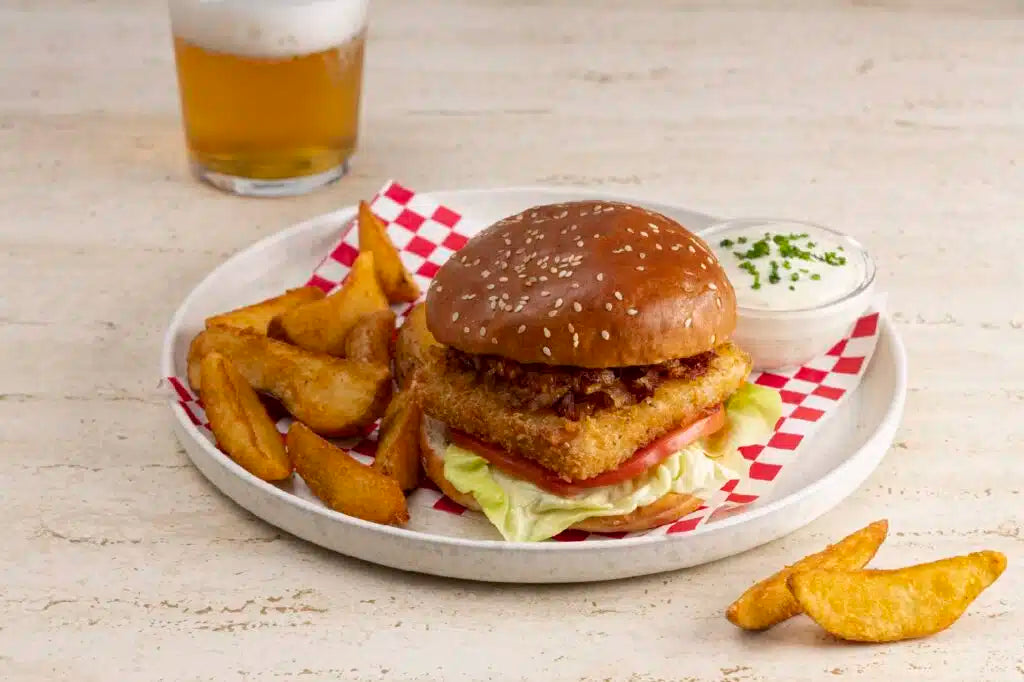 Hamburguesa de pescado crujiente